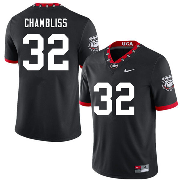 Mens Georgia Bulldogs #32 Chaz Chambliss Nike Black Alternate Mascot 100th Anniversary College Football Game Jersey