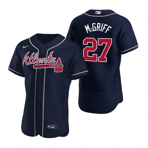 Mens Atlanta Braves Retired Player #27 Fred McGriff Nike Navy Alternate lex Base Jersey 