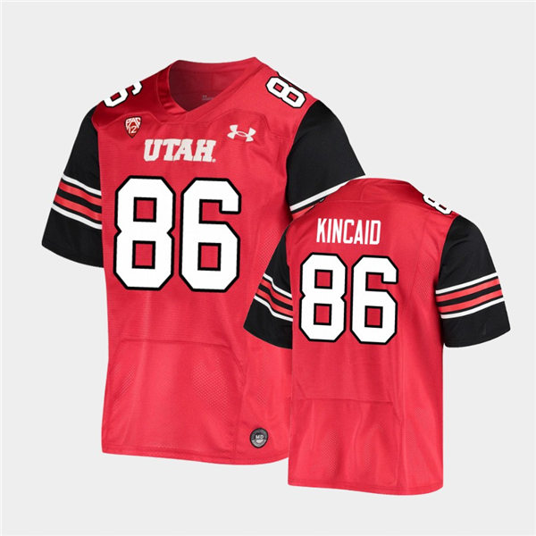 Mens Utah Utes #86 Dalton Kincaid Under Armour Red stripe Sleeves Football Game Jersey