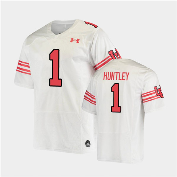 Mens Utah Utes #1 Tyler Huntley Under Armour 2021 White Retro Throwback Football Jersey