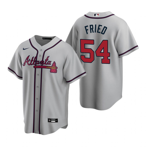 Youth Atlanta Braves #54 Max Fried Nike Grey Road Cool Base Jersey 