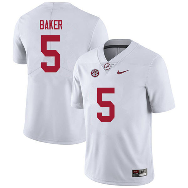 Mens Alabama Crimson Tide #5 Javon Baker Nike White College Football Game Jersey