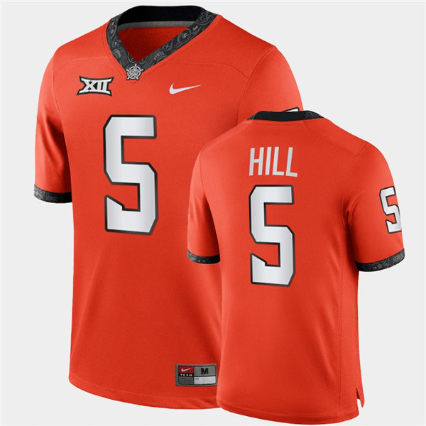 Mens Oklahoma State Cowboys #5 Justice Hill Nike Orange College Football Jersey
