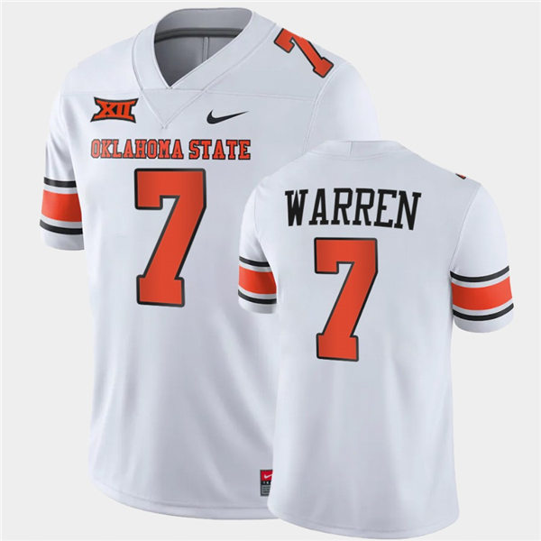 Mens Oklahoma State Cowboys #7 Jaylen Warren Nike White Vapor Limited Football Jersey