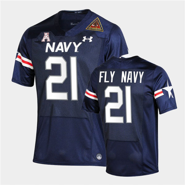 Men Navy Midshipmen #21 Fly Navy Under Armour Navy College Football Game Jersey