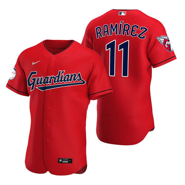 Mens Cleveland Guardians #11 Jose Ramirez Nike 2022 Red Alternate Flex Base Authentic Player Jersey