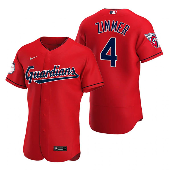 Mens Cleveland Guardians #4 Bradley Zimmer Nike 2022 Red Alternate Flex Base Authentic Player Jersey