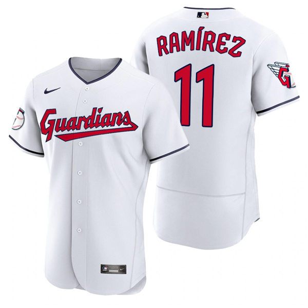 Mens Cleveland Guardians #11 Jose Ramirez Nike 2022 White Home Flex Base Authentic Player Jersey