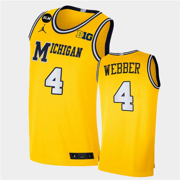 Mens Michigan Wolverines #4 Chris Webber Maize Jordan Brand College Retro Basketball Limited Jersey