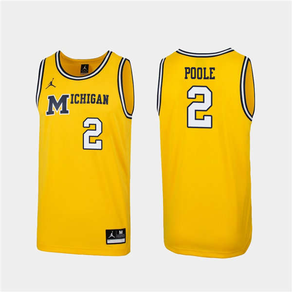 Mens Michigan Wolverines #2 Jordan Poole Maize Jordan Brand College Retro Basketball Limited Jersey