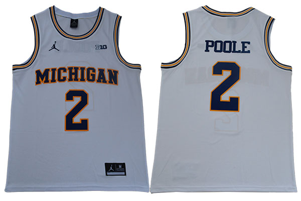Mens Michigan Wolverines #2 Jordan Poole White Jordan Brand College Basketball Game Jersey