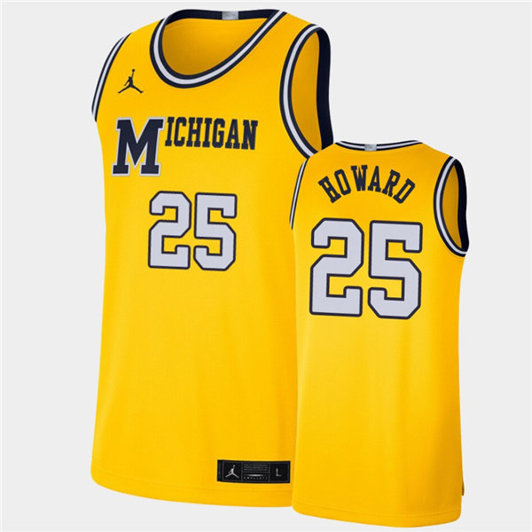 Mens Michigan Wolverines #25 Jace Howard Maize Jordan Brand College Retro Basketball Limited Jersey