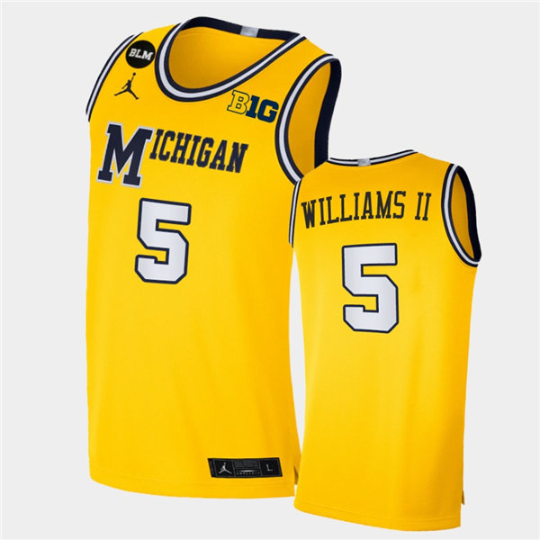 Mens Michigan Wolverines #5 Terrance Williams II Maize Jordan Brand College Retro Basketball Limited Jersey