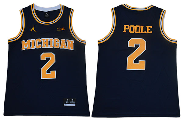 Mens Michigan Wolverines #2 Jordan Poole Navy Jordan Brand College Basketball Game Jersey