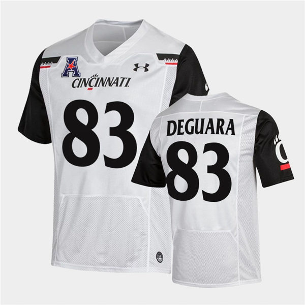 Mens Cincinnati Bearcats #83 Josiah Deguara Under Armour White College Football Game Jersey