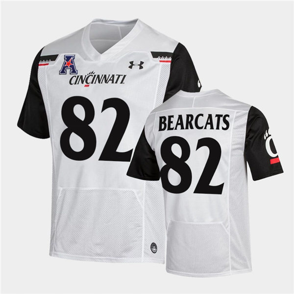 Mens Cincinnati Bearcats Team Honor Number #82 Bearcats Under Armour White College Football Game Jersey