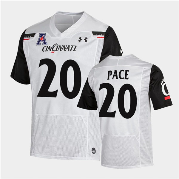 Mens Cincinnati Bearcats #20 Deshawn Pace Under Armour White College Football Game Jersey