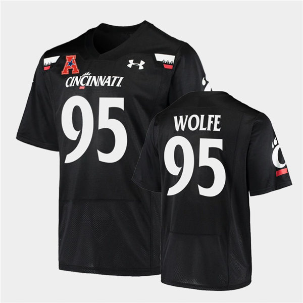 Mens Cincinnati Bearcats #95 Derek Wolfe Under Armour Black College Football Game Jersey