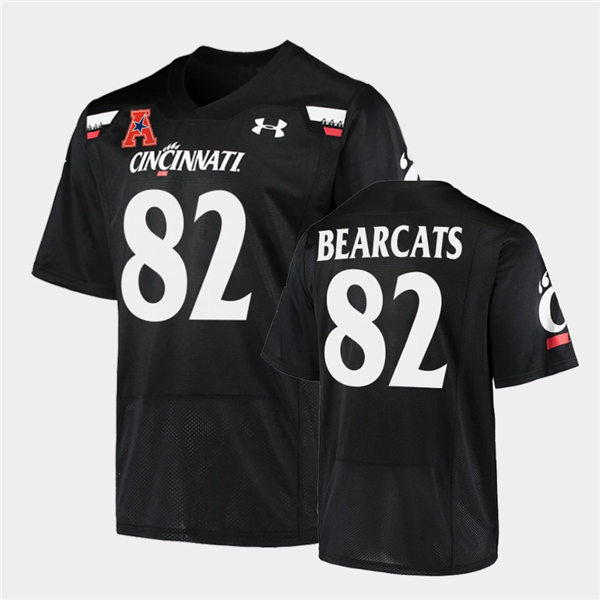 Mens Cincinnati Bearcats Team Honor Number #82 Bearcats Under Armour Black College Football Game Jersey