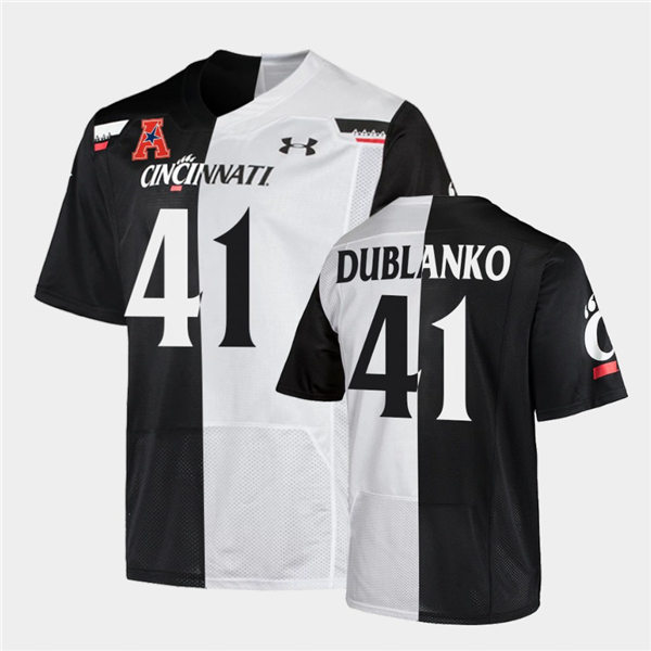 Mens Cincinnati Bearcats #41 Joel Dublank Under Armour Black White Split Edition College Football Jersey