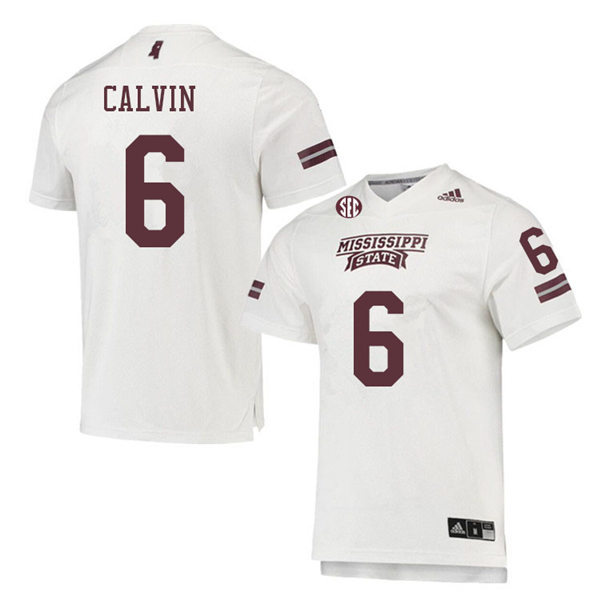 Men's Mississippi State Bulldogs #6 Jamire Calvin adidas White College Football Game Jersey