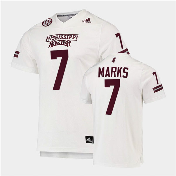 Men Mississippi State Bulldogs #7 Jo'quavious Marks adidas White College Football Game Jersey