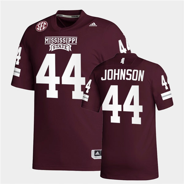 Men Mississippi State Bulldogs #44 Jett Johnson adidas Maroon College Football Game Jersey