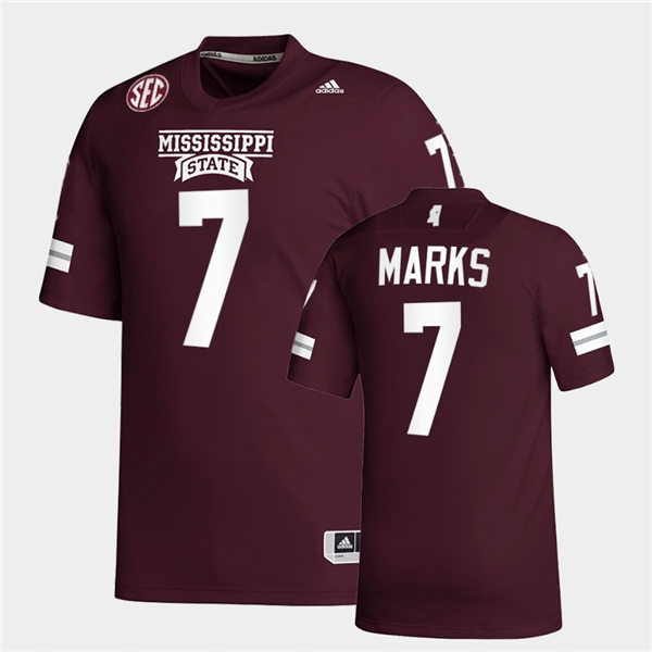 Men Mississippi State Bulldogs #7 Jo'quavious Marks adidas Maroon College Football Game Jersey