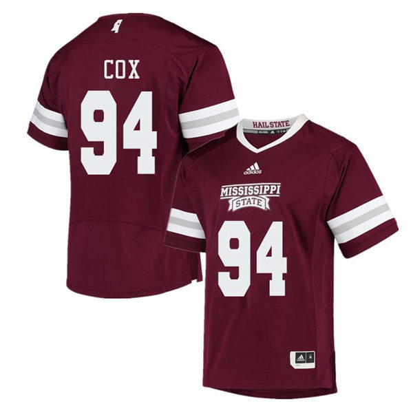 Men's Mississippi State Bulldogs #94 Fletcher Cox adidas Maroon College Football Game Jersey