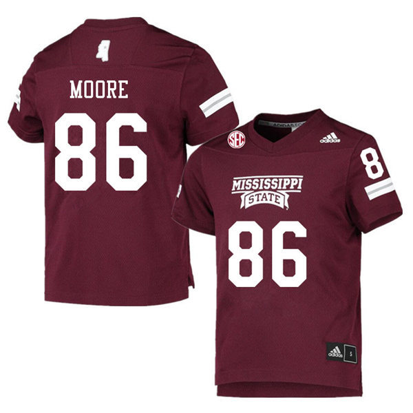 Men's Mississippi State Bulldogs #86 Jacobi Moore adidas Maroon College Football Game Jersey