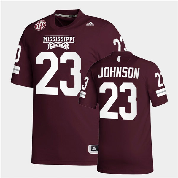 Men Mississippi State Bulldogs #23 Dillon Johnson adidas Maroon College Football Game Jersey