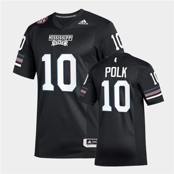 Men Mississippi State Bulldogs #10 Makai Polk adidas 2020 Black Premier Strategy Football Jersey