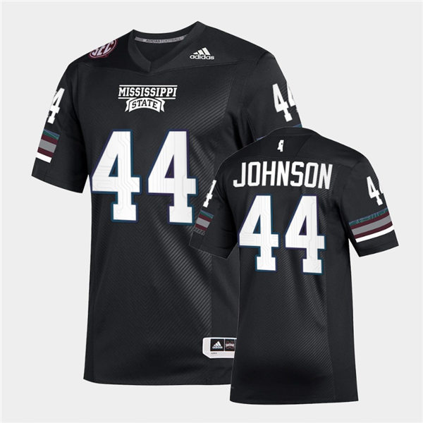 Men Mississippi State Bulldogs #44 Jett Johnson adidas 2020 Black Premier Strategy Football Jersey