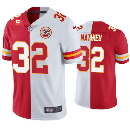 Men's Kansas City Chiefs #32 Tyrann Mathieu Nike Red White Split Two Tone Jersey