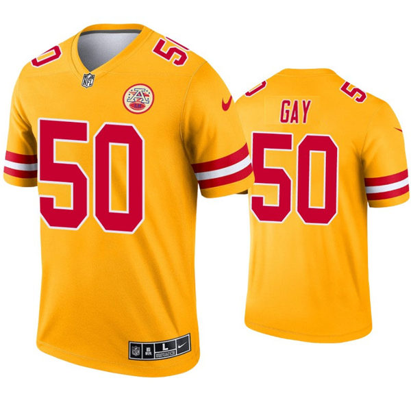 Men's Kansas City Chiefs #50 Willie Gay Nike Gold Inverted Legend Jersey