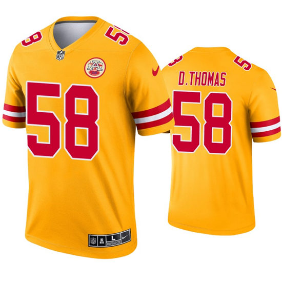 Men's Kansas City Chiefs Retired Player #58 Derrick Thomas  Nike Gold Inverted Legend Jersey