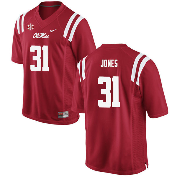 Mens Ole Miss Rebels #31 Jaylon Jones Nike Red College Football Game Jersey
