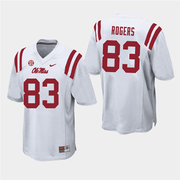 Mens Ole Miss Rebels #83 Chase Rogers Nike White College Football Game Jersey