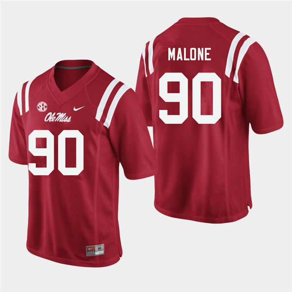 Mens Ole Miss Rebels #90 Tywone Malone Nike Red College Football Game Jersey