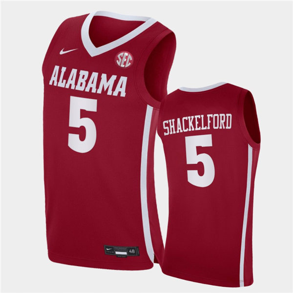 Mens Alabama Crimson Tide #5 Jaden Shackelford Nike Crimson College Basketball Game Jersey