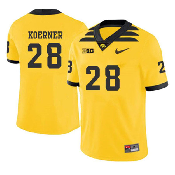 Mens Iowa Hawkeyes #28 Jack Koerner Nike Gold Alternate College Football Game Jersey