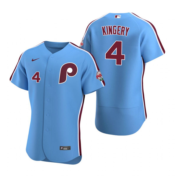 Men's Philadelphia Phillies #4 Scott Kingery Nike Light Blue Authentic Alternate Jersey