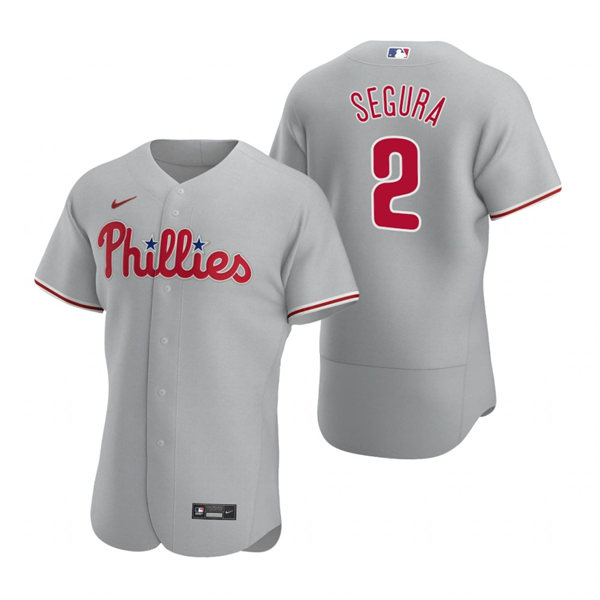 Men's Philadelphia Phillies #2 Jean Segura  Nike Gray Road Flex base Baseball Jersey