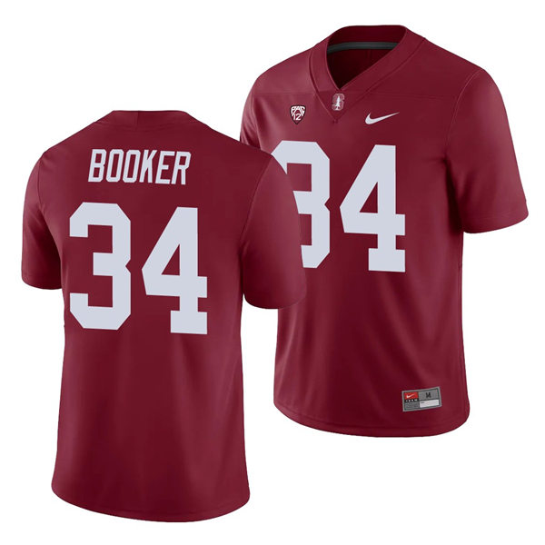 Men's Stanford Cardinal #34 Thomas Booker Nike Cardinal NCAA College Football Game Jersey