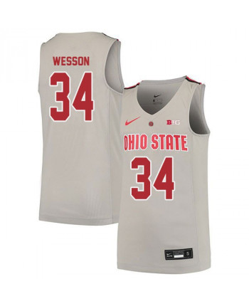 Men's Ohio State Buckeyes  #34 Kaleb Wesson Nike Grey 2020 College Basketball Jersey