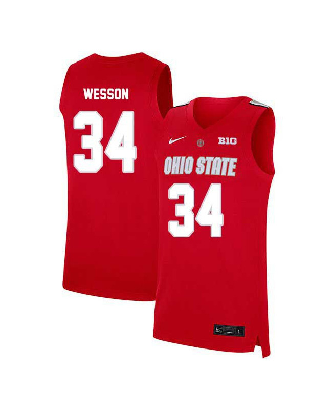 Men's Ohio State Buckeyes  #34 Kaleb Wesson Nike Scarlet 2020 College Basketball Jersey