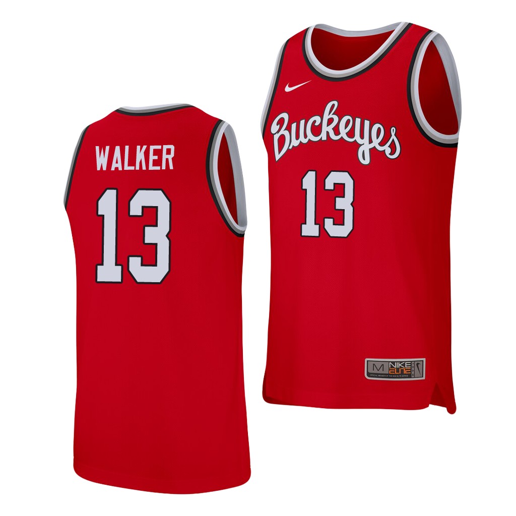 Men's Ohio State Buckeyes #13 CJ Walker Nike 2020 Scarlet College Baketball Jersey