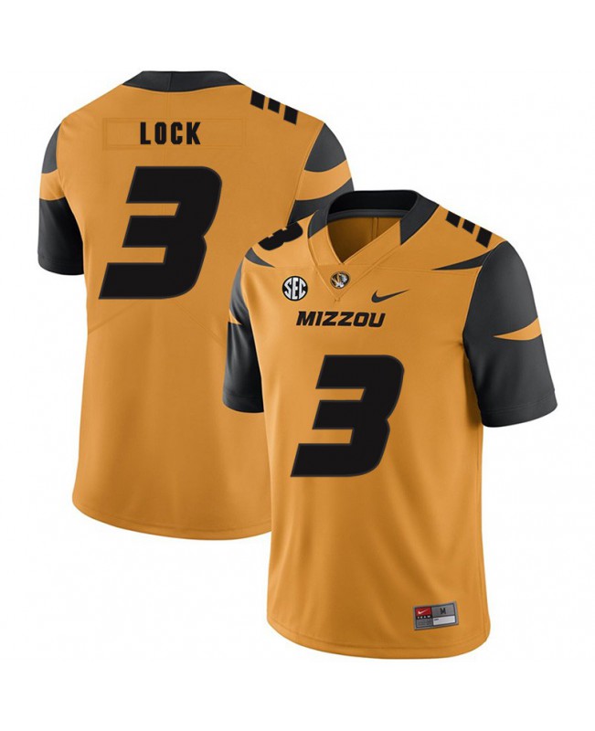 Men's Missouri Tigers #3 Drew Lock Nike Gold College Football Game Jersey