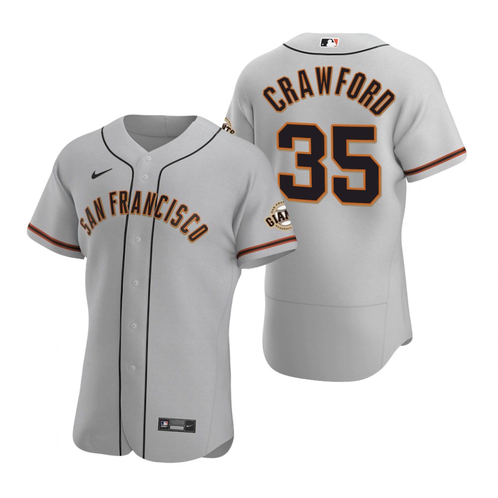 Men's San Francisco Giants #35 Brandon Crawford Nike Grey Road Flexbase Jersey