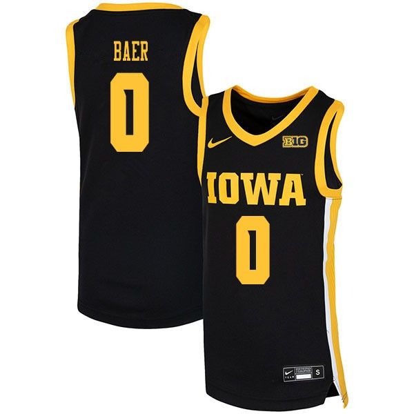 Men's Iowa Hawkeyes #0 Michael Baer Nike 2020 Black Alumni College Basketball Jersey